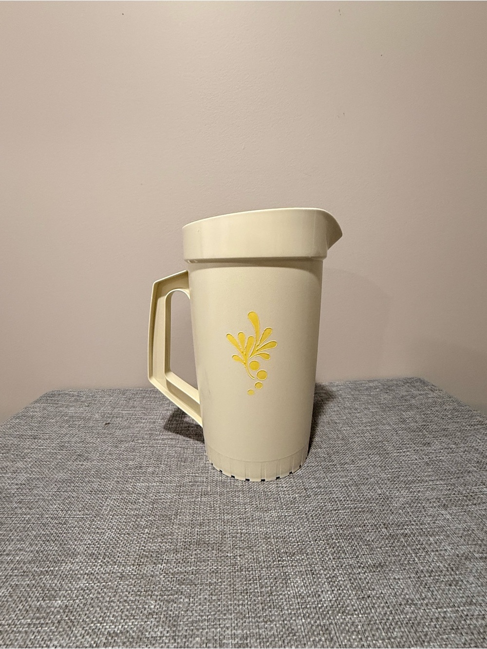 Tupperware Pale Cream Pitcher with Yellow Floral Design
